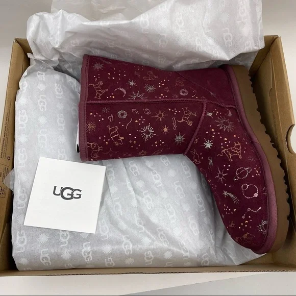 Ugg Wild Grape Classic Zodiac Short Suede Boots Women’s Size 6 Cozy Warm Classic - Picture 14 of 14
